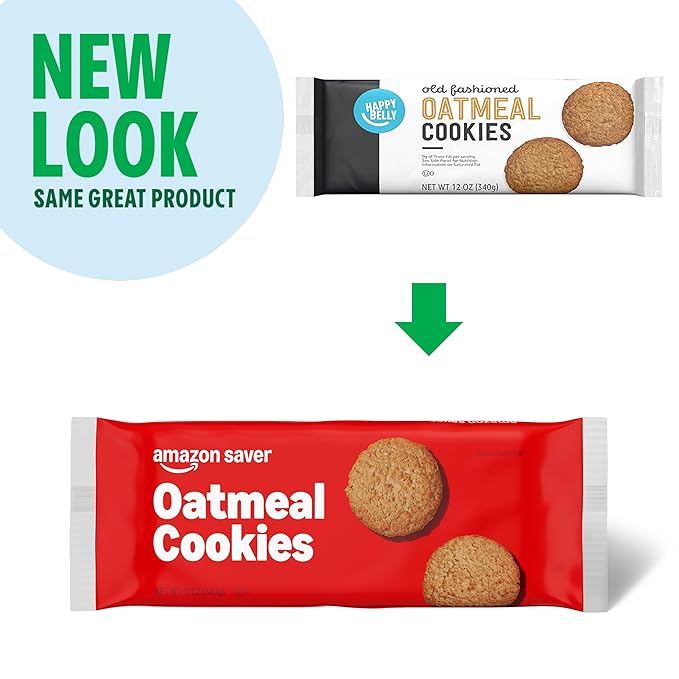 Amazon Saver, Dunking Oatmeal Cookies, 12 ounce (Previously Happy Belly, Packaging May Vary)