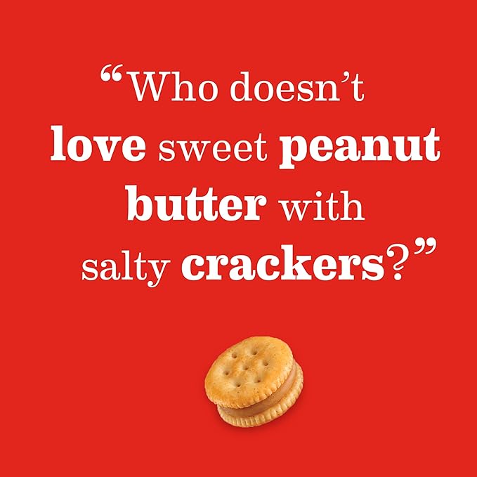 RITZ Bits Peanut Butter Sandwich Crackers, Snacks for Kids and Adults, Lunch Snacks, 12 - 3 oz Bags