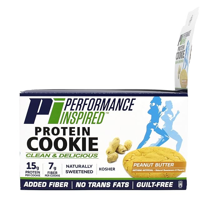 Performance Inspired Nutrition Protein Cookie - Contains: 15G Isolate Protein - 7G Of Fiber - All Natural - Guilt Free - No Artificial Ingredients - Peanut Butter Flavor - 12 Count
