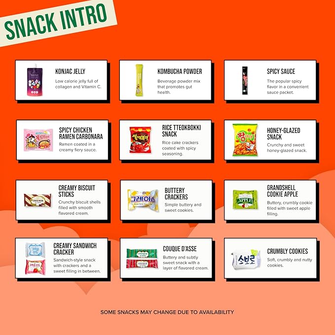 Korean Snack Box 48 Count - Variety of Individually Wrapped Korean Snacks with Chips, Cookies, Ramen and Candy for Kids, Children, College Students, and Adults. Gift Box for K-Food Lovers - Journey of Korea