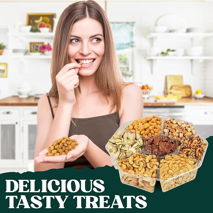 Valentines Day Nuts Gift Basket - Gourmet Food Gift Basket With a Variety of Freshly Roasted Nuts - Beautifully Packaged Gift for Birthday, Sympathy. (Large Family Pack)