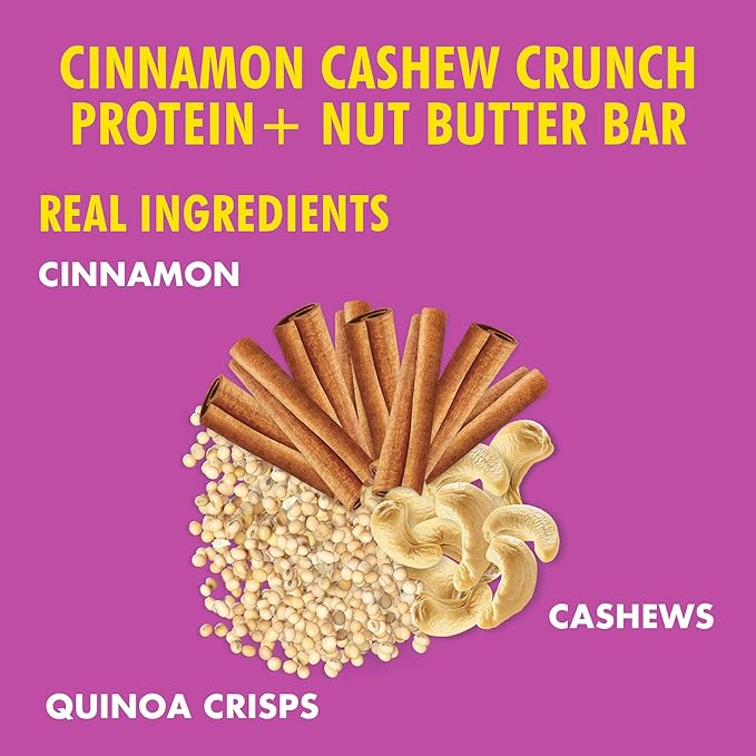 B.T.R. Nation Vegan Keto Plant Based High Protein & High Fiber Bars - Cinnamon Cashew Crunch Protein+ | 12 Bars | Low Carb & GF, Free of Sugar Alcohols, Dairy, Soy and with Powerful Superfoods!