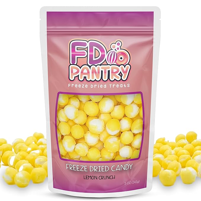 Freeze Dried Sour Lemon Crunchy Candy - 5 oz Unique Candies Delight Crunchy Treat Snack Gift Sour Heads Citrus