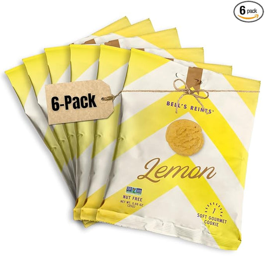 Bell's Reines Lemon Cookies, Soft Gourmet Small Batch, Healthy Snacks, Bakery Fresh Single Snack Packs, 6-Pack