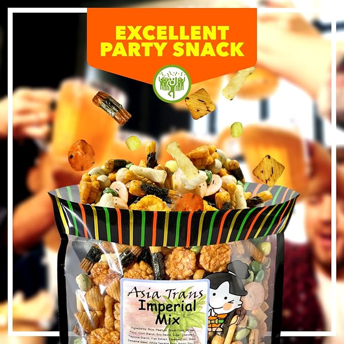Traditional Imperial Mix Arare Rice Crackers - Mochi Crunch Asian Snack Mix - Assorted Shapes and Flavors - Sweet, Salty, and Umami Taste - Crunchy On-The-Go Snack For Any Occasion - 9 Ounce