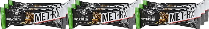 MET-Rx Big 100 Colossal Protein Bars, Crispy Apple Pie Meal Replacement Bars, 9 Count (Pack of 2)