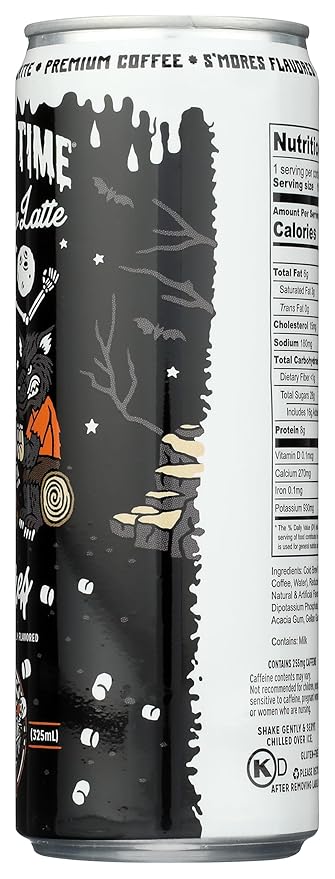 Bones Coffee Company S'morey Time Cold Brew Latte S'mores & Graham Crackers Flavored Coffee | Ready To Drink 100% Coffee Can Smooth Sweet Blend Cans 11 Fl Oz (4 Pack)