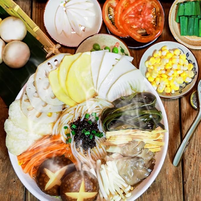 SIJIYUNLI - GUO QIAO MI XIAN - Vegetarian lovers' welfare, pure vegetable ingredients, delicious without meat, 0 fat rice noodles are more healthy, pasta substitutes, fast cooking (285g/10.05oz, Fragrant spicy flavors)