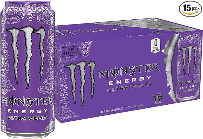 Monster Energy Ultra Violet, Sugar Free Energy Drink, 16 Ounce | Pack of 15