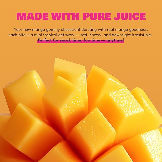 TwoFourSix Mango Gummy Candy – Soft, Chewy Mango Flavor Gummies (Pack of 4)