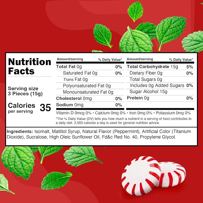 Christmas Starlight Peppermint Candy 2 Pound Bucket - Bulk Individually Wrapped Hard Mint Candies - Classic Red & White Peppermint Mints for Candy Bowls, Offices, Parties & Holiday Treats (Approx 160 Pieces)