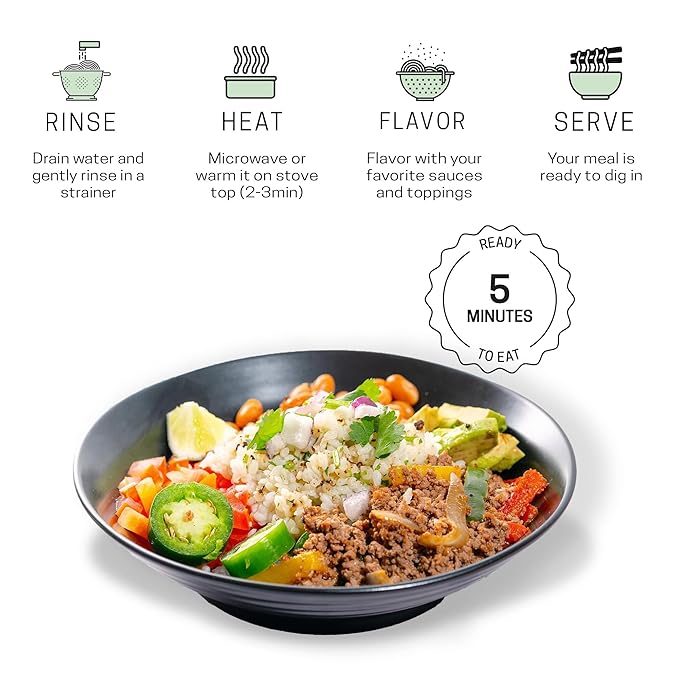 Well Lean Shirataki Konjac Rice - 10 Pack - For Quick Dinner Meals, Ideal for Keto, Paleo, and Low Carb Diets - Ready to Eat, Rice Alternative