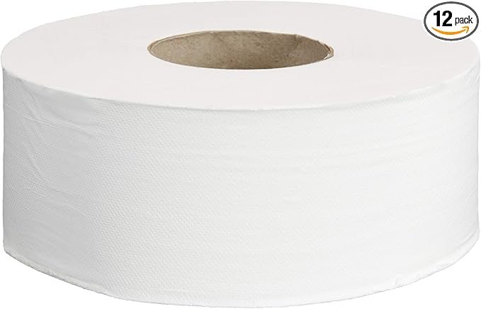 AmazonCommercial 2-Ply White 9' Jumbo Roll Toilet Paper/Bath Tissue (416972)|Bulk for Business |Septic Safe |Compatible with Universal Dispensers|FSC Certified |1000 feet per Roll (12 Rolls)()