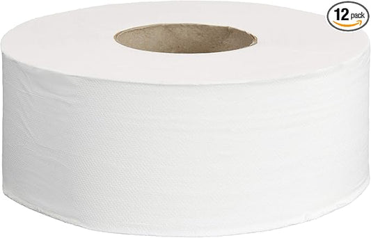 AmazonCommercial 2-Ply White 9' Jumbo Roll Toilet Paper/Bath Tissue (416972)|Bulk for Business |Septic Safe |Compatible with Universal Dispensers|FSC Certified |1000 feet per Roll (12 Rolls)()