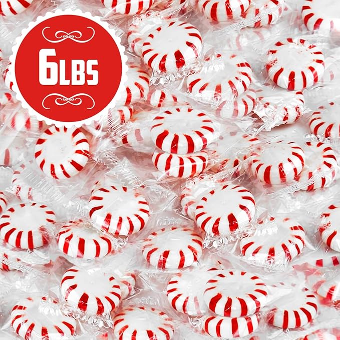 Starlight Peppermints Individually Wrapped Candy, 6 Pound Bulk Pack, Sweets for On the Go Refreshment, Perfect Peppermint Candy for Office.