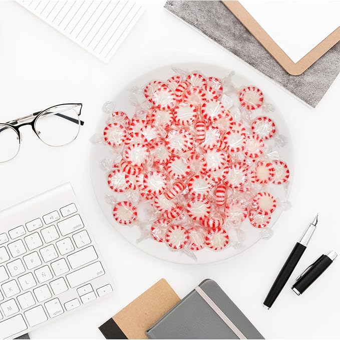 Starlight Peppermint Candy 5 Pound - Bulk Individually Wrapped Hard Mint Candies - Classic Red & White Peppermint Mints for Candy Bowls, Offices, Parties & Holiday Treats (Approx 400 Pieces)