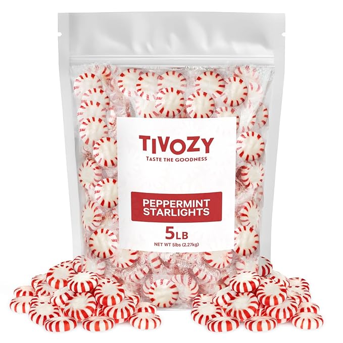 Starlight Peppermints Individually Wrapped Candy, 5 Pound Bulk Pack, Sweets for On the Go Refreshment, Perfect Peppermint Candy for Office.