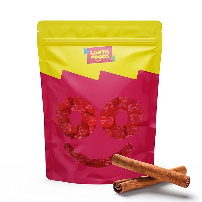 JuJu Bears | 1 Pound Bag | Cinnamon Valentines Candy | Red Cinnamon Bears | Gelatin Free Sweet and Spicy Gummies | Old Fashioned Chewy Treats for Holiday Party Buffets
