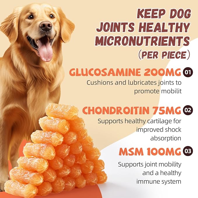 Pawmate Dog Treats Chicken Sausages, Natural Chicken Jerky Training Treats with Glucosamine, Chondroitin, MSM and Taurine, Low Fat Soft Chewy Snacks for Small Medium Dogs, 10.6 oz