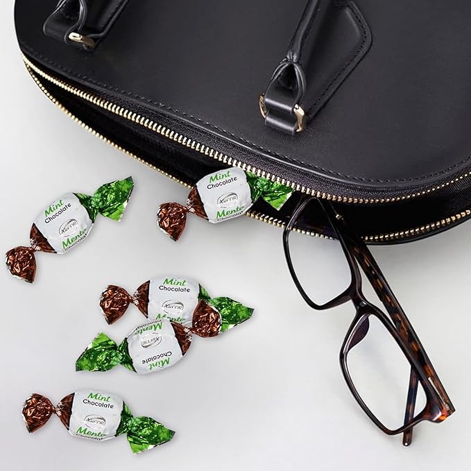 Bulk Chocolate Filled Mint Candy 2 Pound Christmas Candies - Approx. 165 Pieces Individually Wrapped Hard Mints Candies with Smooth Chocolate Center For Office, Parties & Treats