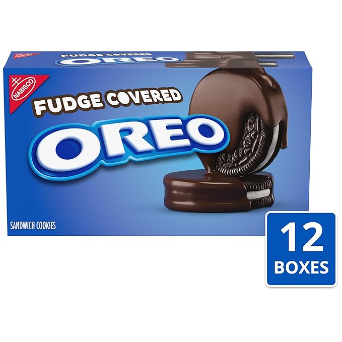 OREO Fudge Covered Chocolate Sandwich Cookies, Original Flavor, 12 - 7.9 oz Boxes