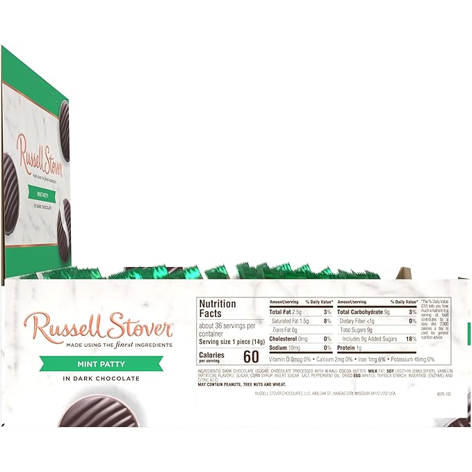 Russell Stover Dark Chocolate Mint Patties - (Pack of 36)