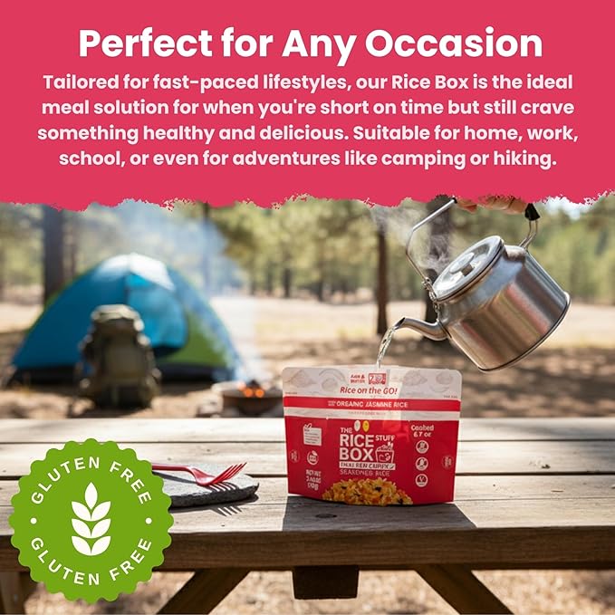 The Rice Stuff Box - Thai Red Curry Instant Rice Meals, 6-Pack, Organic Jasmine Rice, NON-GMO, Gluten-Free, Vegan, Dairy-Free (Pack of 6)