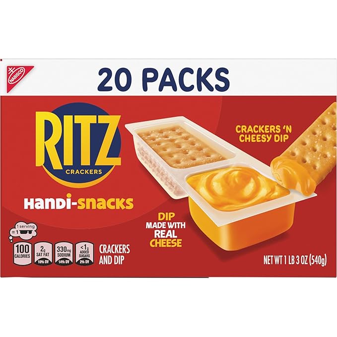 Handi-Snacks RITZ Crackers 'N Cheesy Dip Snack Packs, School Snacks, 20 Snack Packs