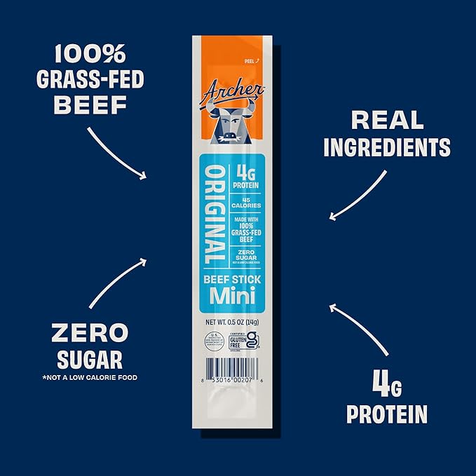 Archer Jerky Beef Jerky Sticks Jalapeno - Grass Fed Beef Sticks Individually Wrapped, Bulk Snack Packs, Gluten Free, Paleo, Keto, Sugar Free - 1 oz (Pack of 36)