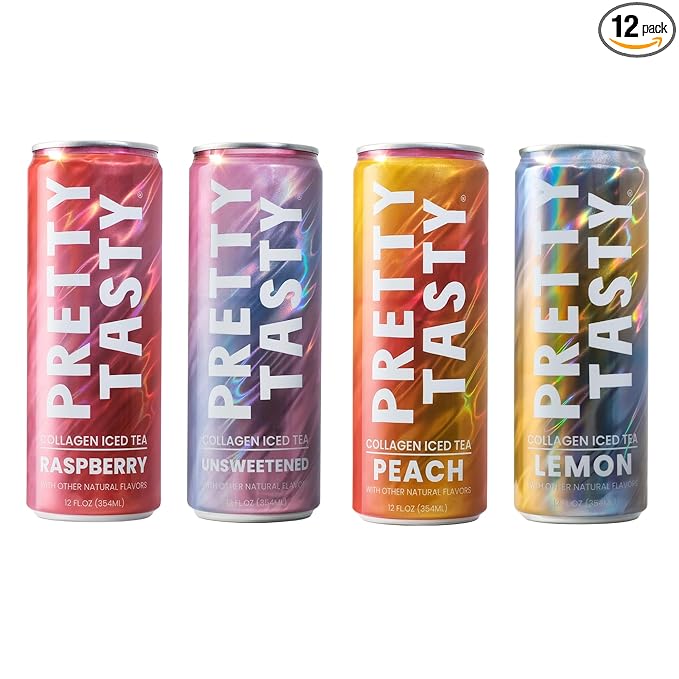 Pretty Tasty Radiance Collagen Tea - Beauty and Wellness - 10g Collagen Peptides Mix - (12 Pack) Variety