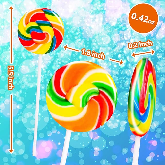 Rainbow Twisty & Swirl Lollipops 32 Pack, Unicorn Candy Swirl Lollipops Individually Wrapped Suckers, Rainbow Lollipop Candy Bulk for Birthday, Mixed Fruit Flavor