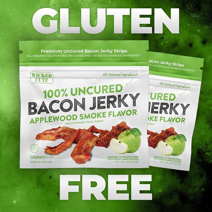 Bacon Jerky Variety Pack, 5 Flavors & Up to 24g Protein Per Bag, Fully Cooked, Tender & Easy to Chew Carnivore Snacks, USA Made High Protein Carnivore Snacks (5 Bags)