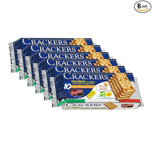 Sophia Cracker Italian Unsalted 8.8oz (6-pack) | Premium No Salt Crackers | Unsalted Crackers for Cheese Boards & Pantry | Club-Style with Crisp Crunch | Pantry Staples Snack