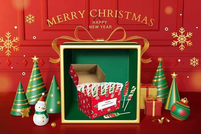 Fruidles 12-Pack Christmas Twist Lollipop, Mixed Fruit Flavor, Individually Wrapped Lollipops, 3" Inch Twist Suckers (12-Pack)