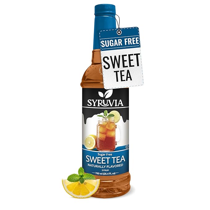 Syruvia Sugar Free Sweet Tea Flavored Syrup for Drinks, Cocktails, Lemonades, Iced Teas and Desserts – 25.4 fl oz