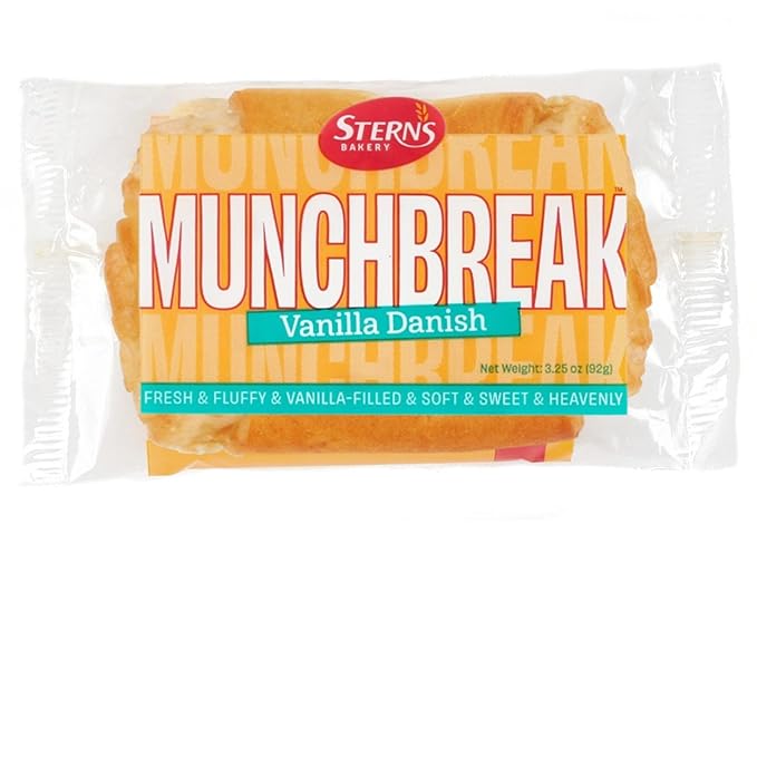 Stern’s Bakery Vanilla Danish | 18 Individually Wrapped Vanilla Pastries | 3 Oz Breakfast Danish Pastries | Vending Machine | Lunchbox Snack | Dairy Free | Nut Free Snacks