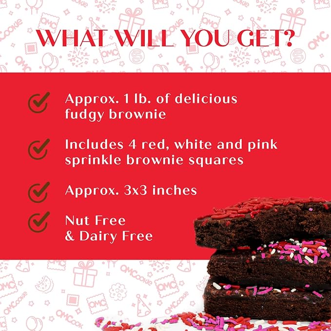 Valentines Day Gift Basket Chocolate Brownies Food Gift Individually Wrapped For Men Women Package | Nut Free Dairy Free | Kosher