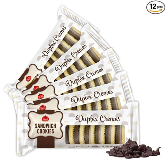 Carley's Sandwich Cookies, Duplex Chocolate & Vanilla Creme, Perfect Lunch Box or On-the-Go Snacks, Dessert Sweets, Snack Food Gifts, Kosher, Sweet Treats, Nut-Free, 3.5 Oz Snack Packs, Pack of 12