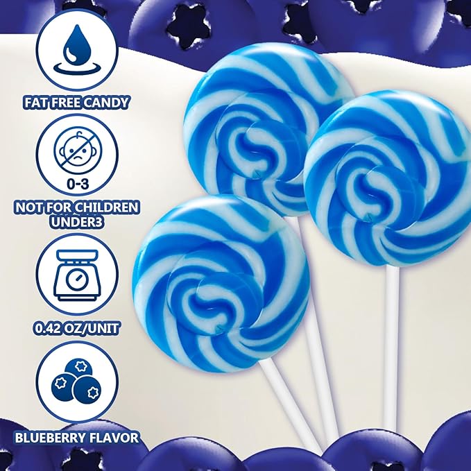 32 Pack Something Blue Twisty & Swirl Lollipops - Lollipop Candy Individually Wrapped Bulk for Wine Day - Candy Swirl Lollipops Suckers for Wedding, Baby Shower and Birthday
