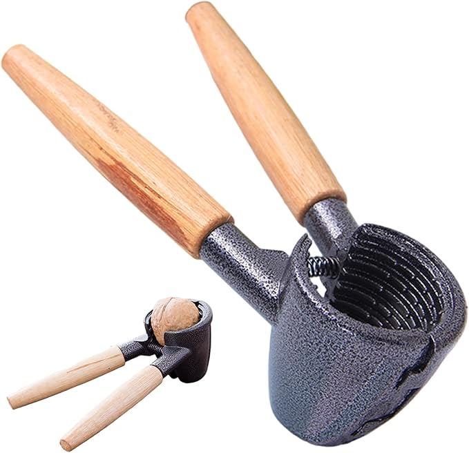Nut Crackers, Nut Cracker Tool Heavy Duty Walnut Cracker with Wood Handle for Pecan Almonds Hazelnuts Kitchen Gadget