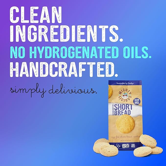 MIGHTYLICIOUS Brown Butter Short Bread Cookies – Gluten-Free, Allergen Friendly, Egg-Free, Kosher, Preservative-Free – Snack Option for a Guilt-Free Treat - 6.5 Oz (1 Pack)