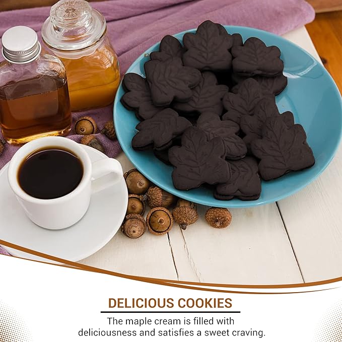Turkey Hill Sugarbush 100% Pure Canadian Premium Maple Syrup Chocolate Cream Filled Cookies- All-Natural Maple Leaf Shape Delicious Cookies(2 Pack, Chocolate Cookies)