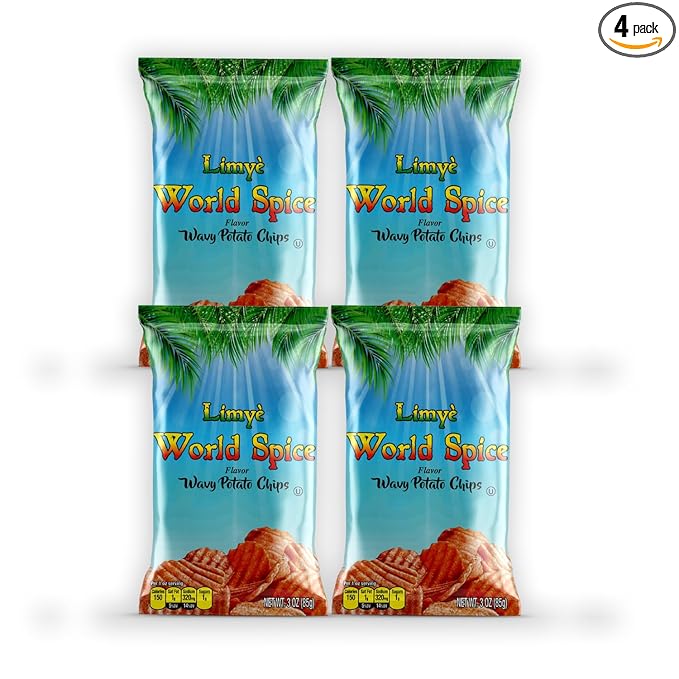 Limyè Potato Chips, World Spice Flavor, Kosher Certified, Allergen Free, Non-GMO, Gluten-free, Vegan potato chips, 3 Oz (4P)