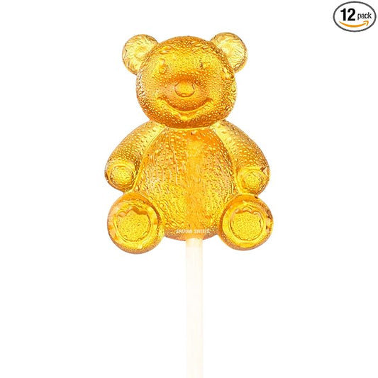 Sparko Sweets Natural Honey Bear Lollipops, 12 Count, No Artificial Ingredients, No Corn Syrup, 1.5 lbs, Made in USA – Perfect for Gifting, Tea Stirring, and Natural Sweet Treats