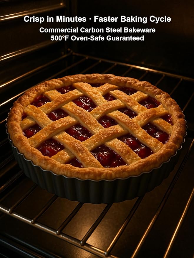 Yamteck 9.5*2.2 Inch Deep Tart Pan w/ Pie Cake Server. Removable Bottom, Non-Stick Coating, Rugged Carbon Steel for Tart Quiche Baking. Gift for Women Wife Christmas Thanksgiving Party Festival Family