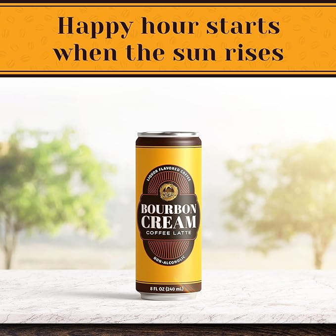 Golden Nest Liquor-Flavored Coffee Latte | Ready to Drink Liquor-Inspired Non-Alcoholic Creamy Beverage | All Natural No Preservatives | 8 Fl Oz Can (Bourbon Cream, 8 Fl Oz (Pack of 6))