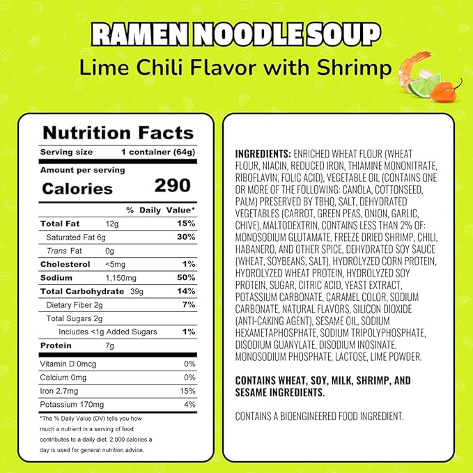 Maruchan Instant Lunch Ramen Noodles, Lime Chili with Shrimp – Japanese-Style Instant Noodle Soup, Quick & Easy Meal – 2.25 Oz Cup, Pack of 12