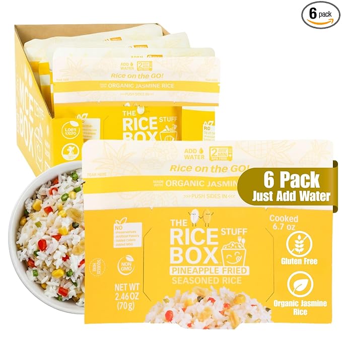The Rice Stuff Box - Pineapple Fried Instant Rice Meals, Organic Jasmine, NON-GMO, Gluten-Free, Vegan, Dairy-Free (Pack of 6)
