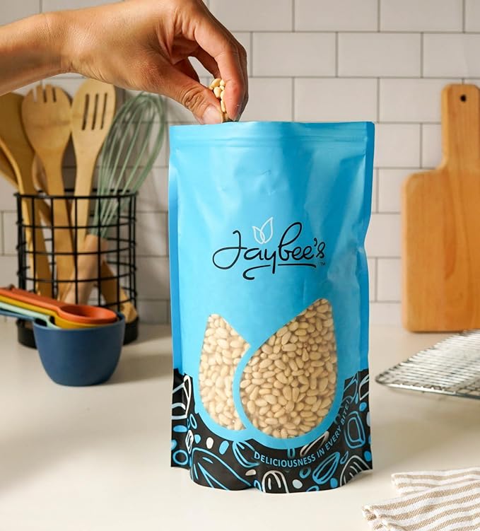 Pine Nuts Raw 2 Pounds | Whole & Natural Unsalted Pignolias | Healthy Protein Snack and Versatile for Cooking, Baking, Salads, Pesto Sauce |Vegan, Keto, Paleo Friendly, Gluten Free, Compare to Organic Pine Nut | Jaybee's