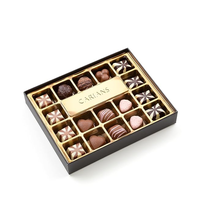 CARIANS Chocolatier Assorted Gourmet Chocolate Gift Box, Dark, Milk, White Chocolates Truffles, Treats for Thank you, Great for Gift Giving, Anniversary and Valentine's Day, 17 Pcs